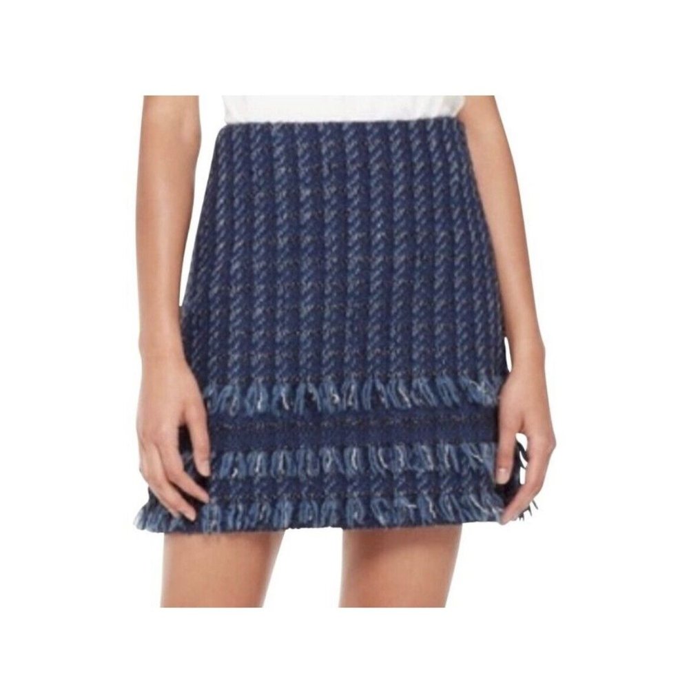 Kate Spade A-Line Skirt Joell Tweed Wool Blend Skirt Indigo Multi SZ 6 NEW!